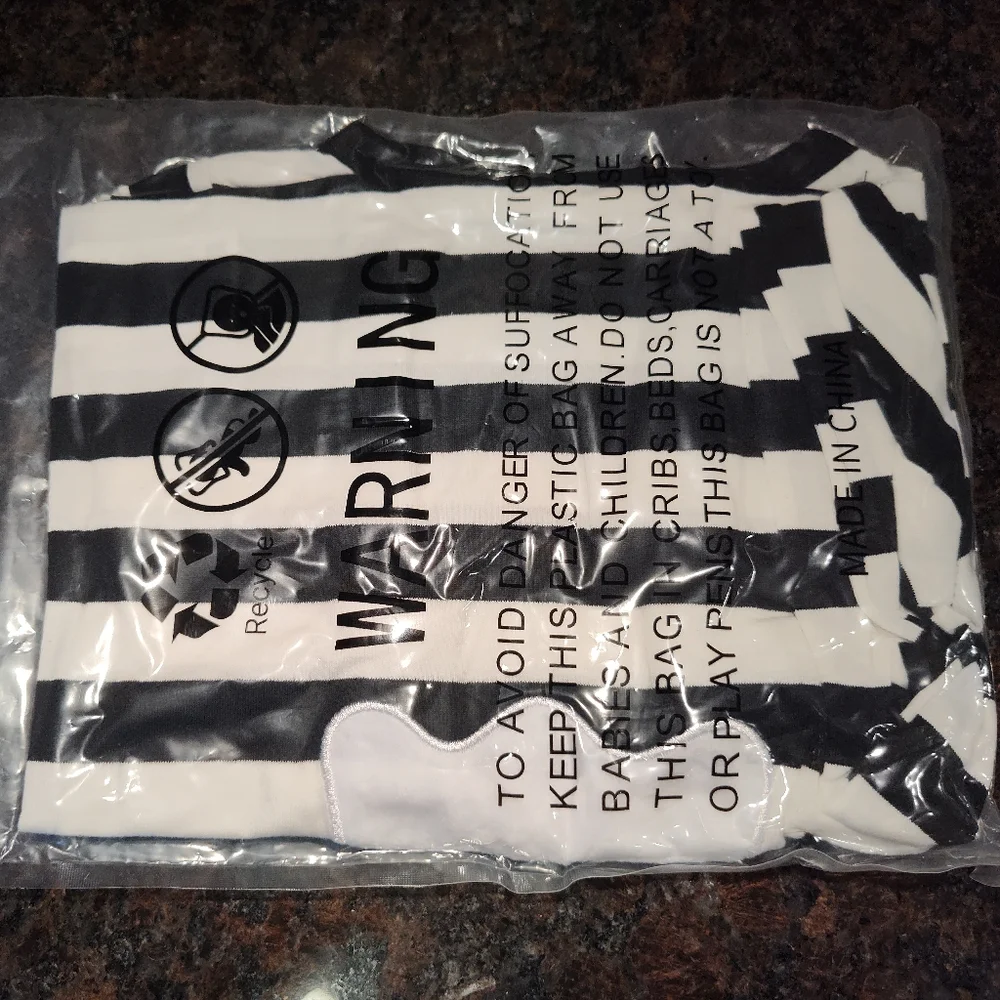 Younger Tree 6-12 Mo. Black & White Striped Ghost One-Piece with Orange Bow - Picture 3 of 3